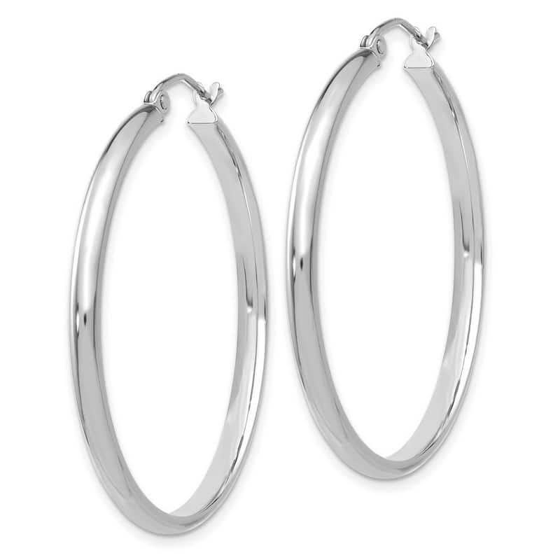 Curata 14k White Gold Polished 2.75x36mm Hoop Earrings