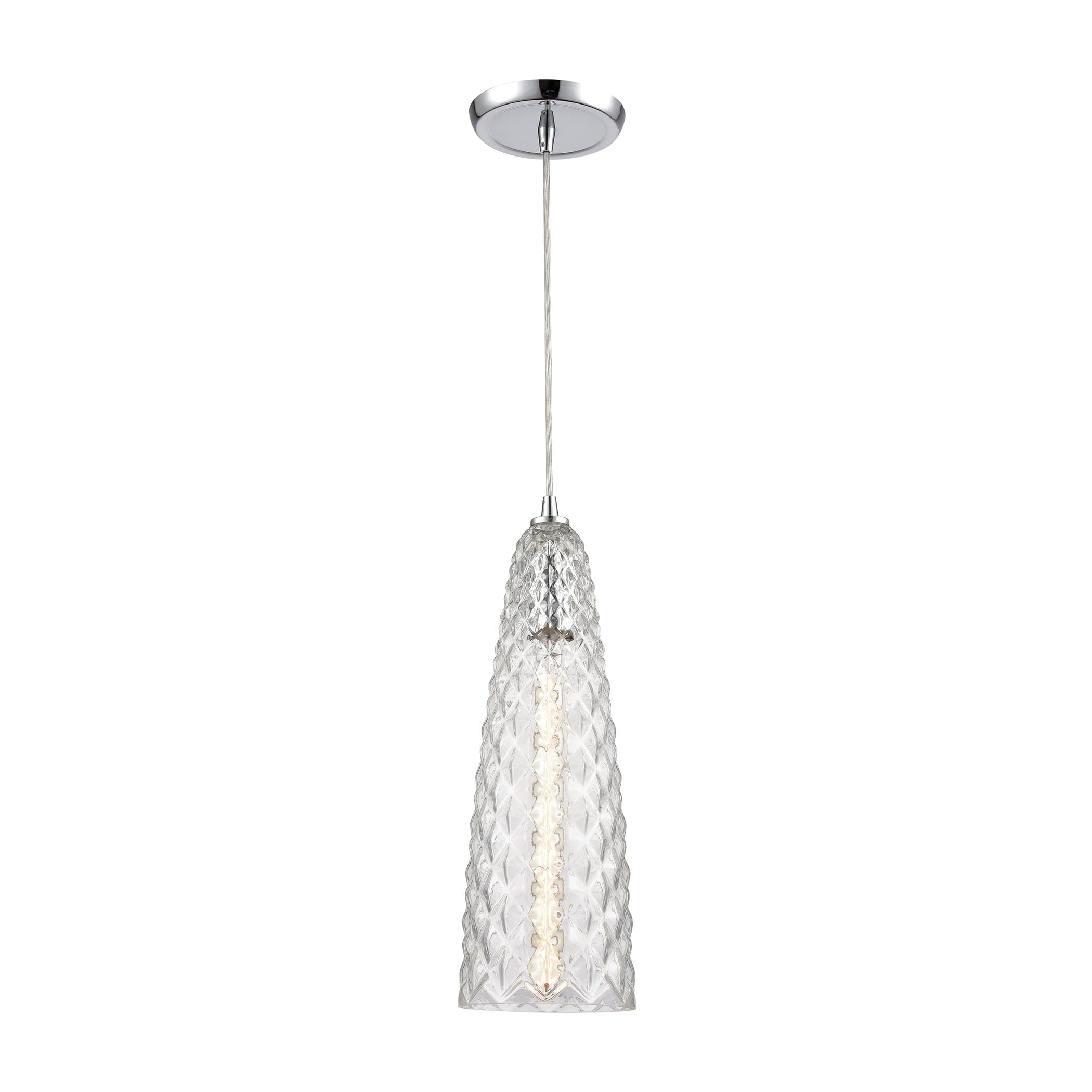 Elk Home Glitzy Polished Chrome Glass 1 Light Pendant