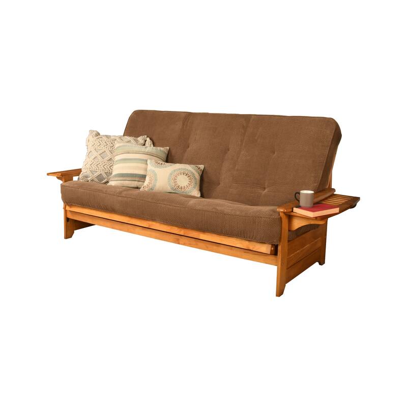 Somette Phoenix Queen-size Futon Set in Butternut Finish with Marmont Mattress - Marmont Mocha