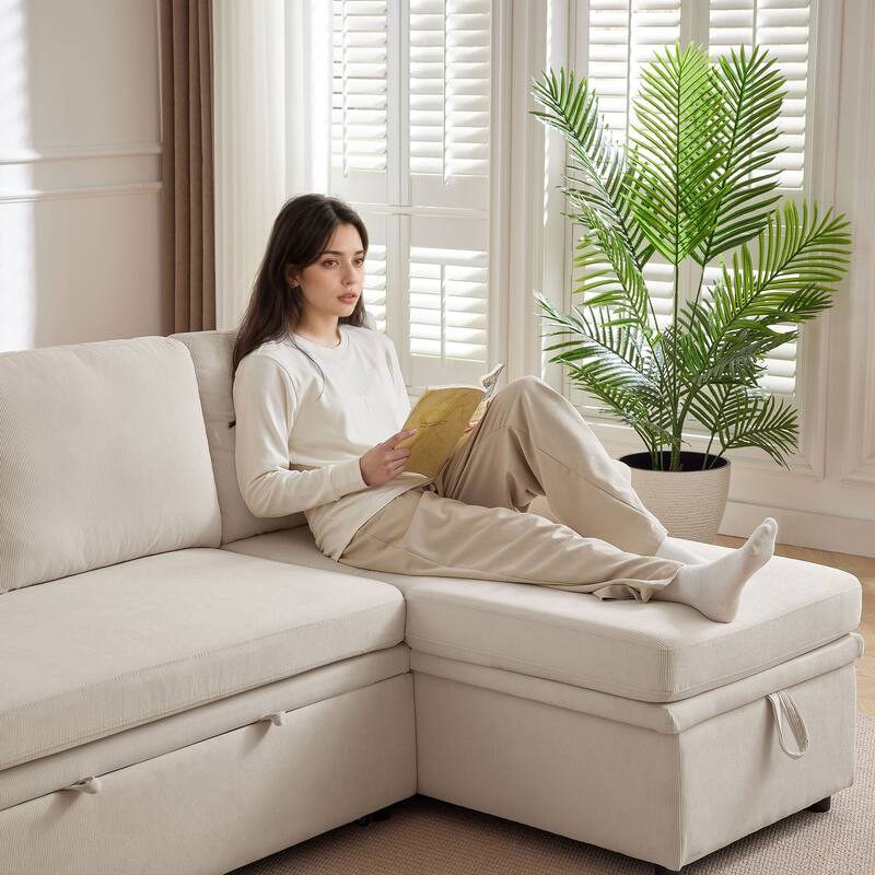 78.94" Pin Striped Fabric Sleeper Sofa
