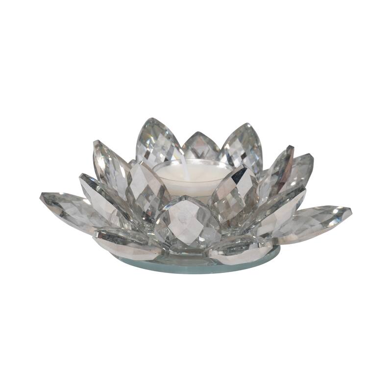 Iridescent Glass Crystal Lotus Votive Candle Holder