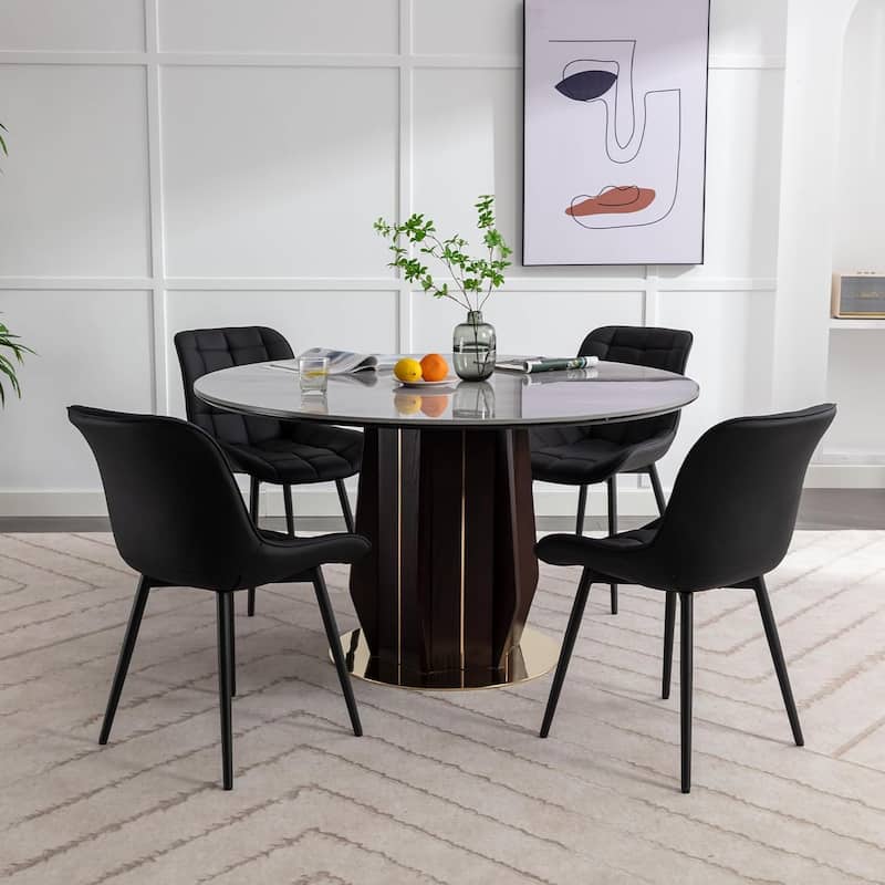 XINMICS Modern Upholstered Faux Leather Dining Chairs Set of 2