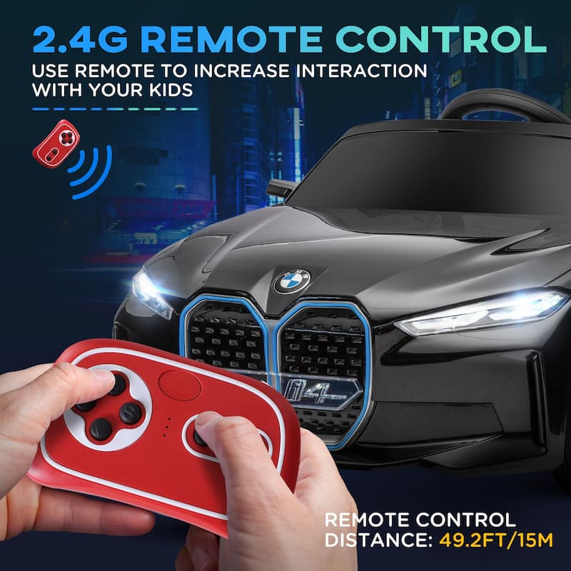 Aosom Electric Car for Kids, 12V Licensed BMW Ride on Car with 2.4G Remote Control, Suspension System, Horn Honking