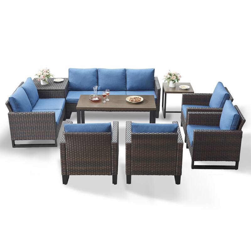 Gymojoy All-Weather Wicker Outdoor Patio Conversation Set Seating Group With Lounge Chairs
