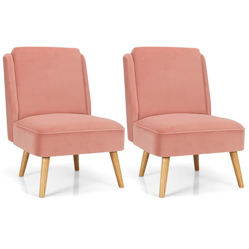 Gymax 2PCS Velvet Accent Chair Single Sofa Chair Leisure Chair with - 19'' x 23.5'' x 16''