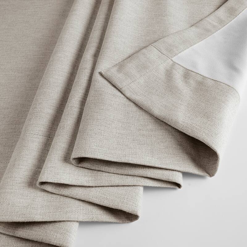 Exclusive Fabrics Boho Chic Faux Linen Blackout Curtains for Bedroom & Living Room Curtains - 2 Panel Drapes