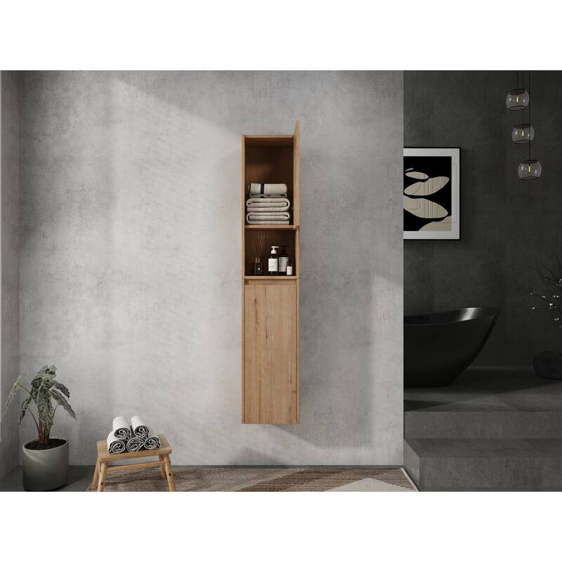Modern Floating Bathroom Cabinet with Reversible Door & Soft-Close Hinges, Wall-Mounted Side Cabinet Storage Cabinet