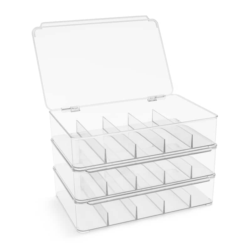 Sorbus Sunglasses Organizer - 3 Pack Stackable Eyeglass Storage Case