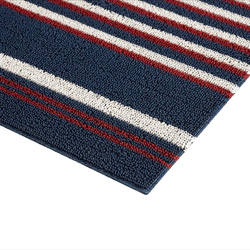 Nautica PVC Loop Utility Indoor/Outdoor Striped Mat