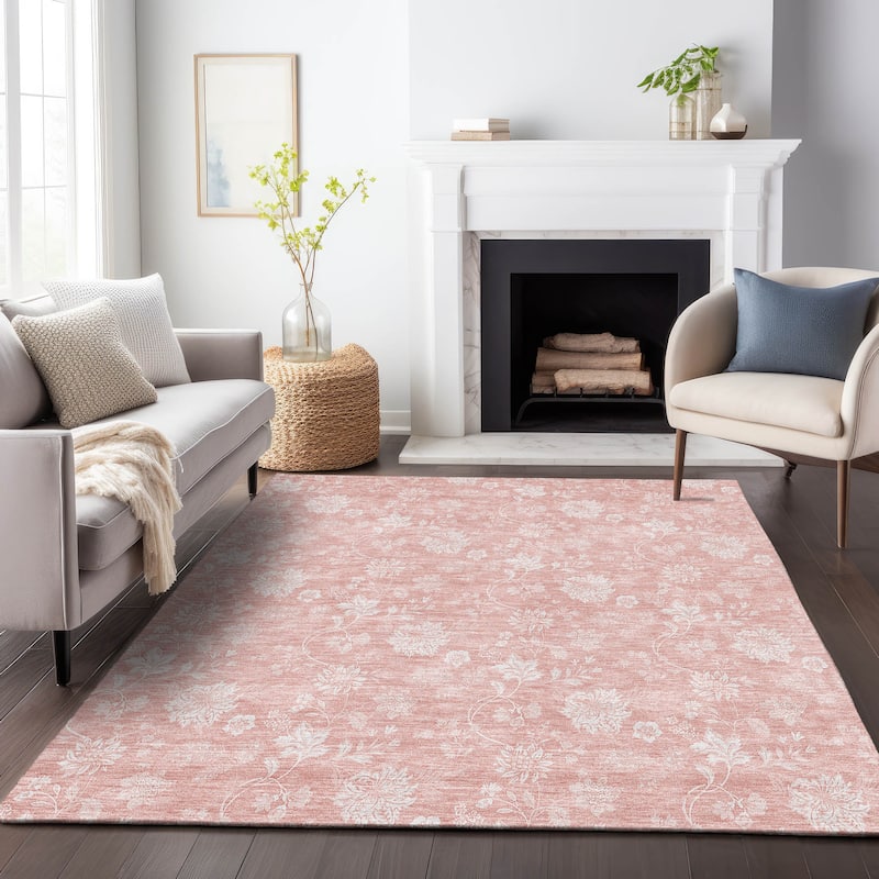 Premium Washable Super Soft Floral Garden Mayfield Rug - Pink - 10' x 14' - Rectangle