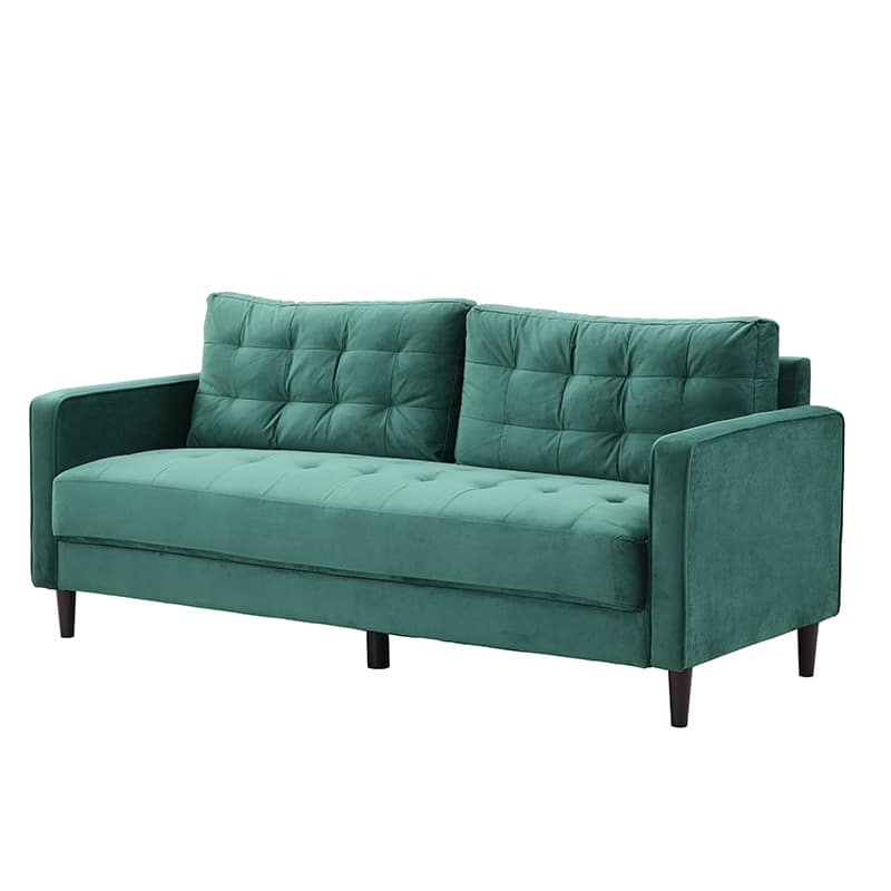 74" Green Linen Three Seater High Resilience Sofa