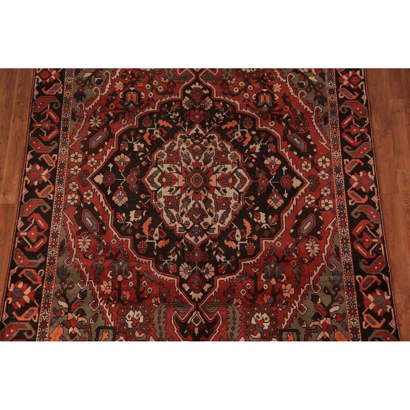 Medallion Bakhtiari Persian Vintage Area Rug Handmade Wool Carpet - 6'4" x 9'5"