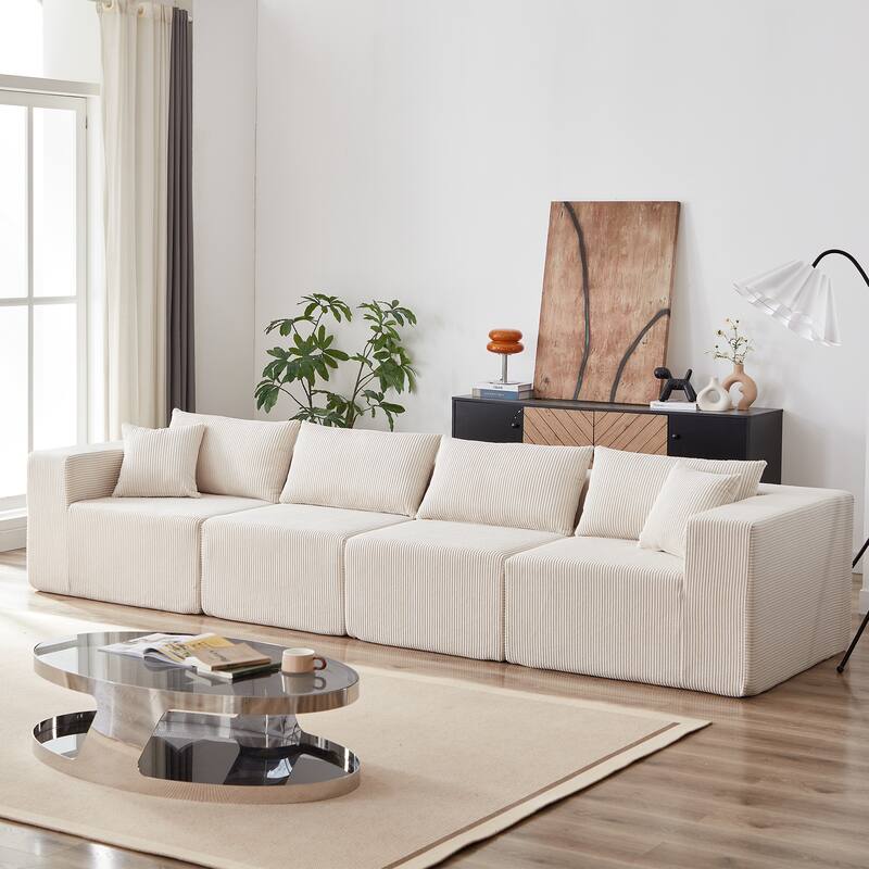 104" Corduroy L-Shaped Modular Sectional Sofa (4-Piece)
