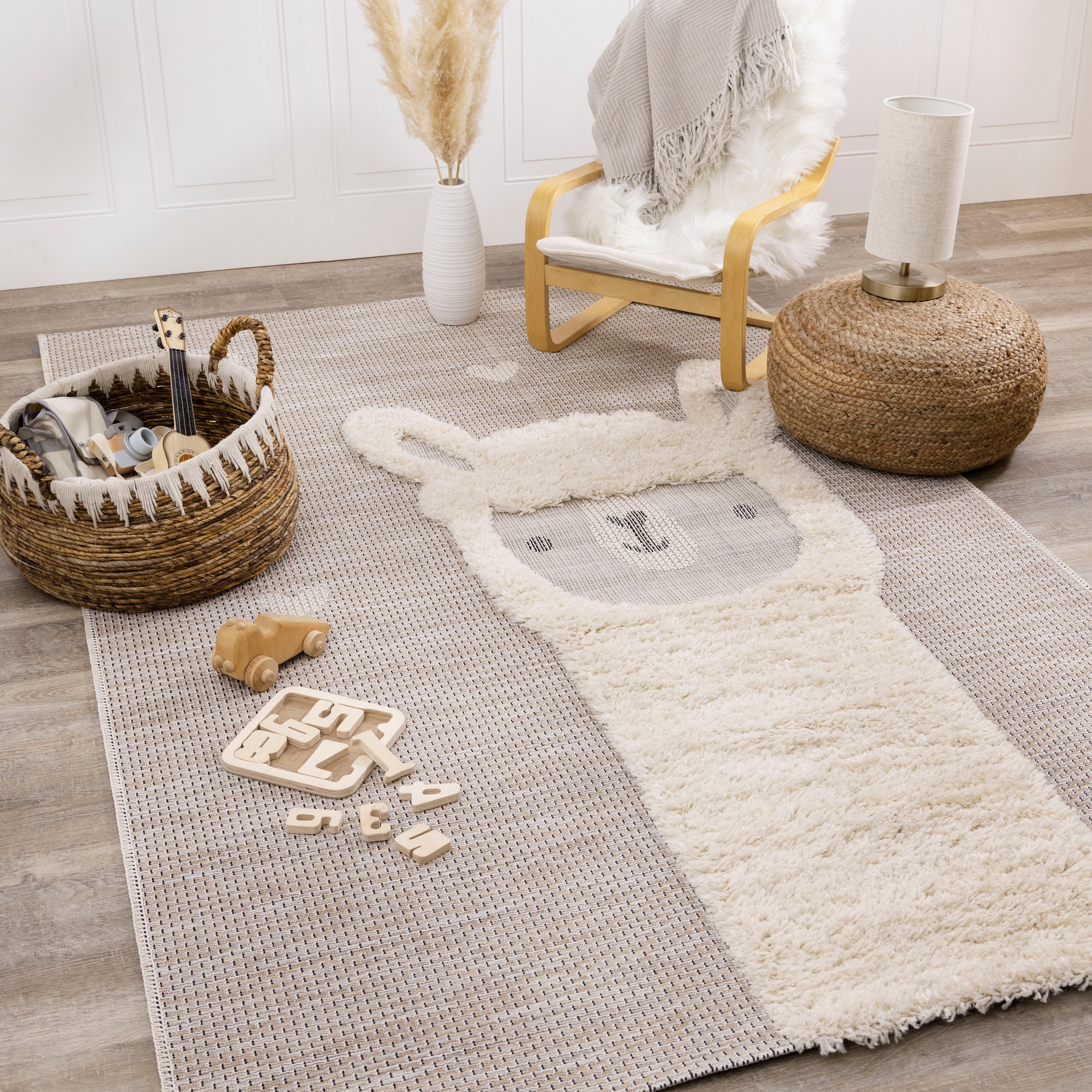 ラグ・カーペット little drummer boy rug blanket Kids Collection - Beige/Cream Llama Area Rug - Bed Bath & Beyond