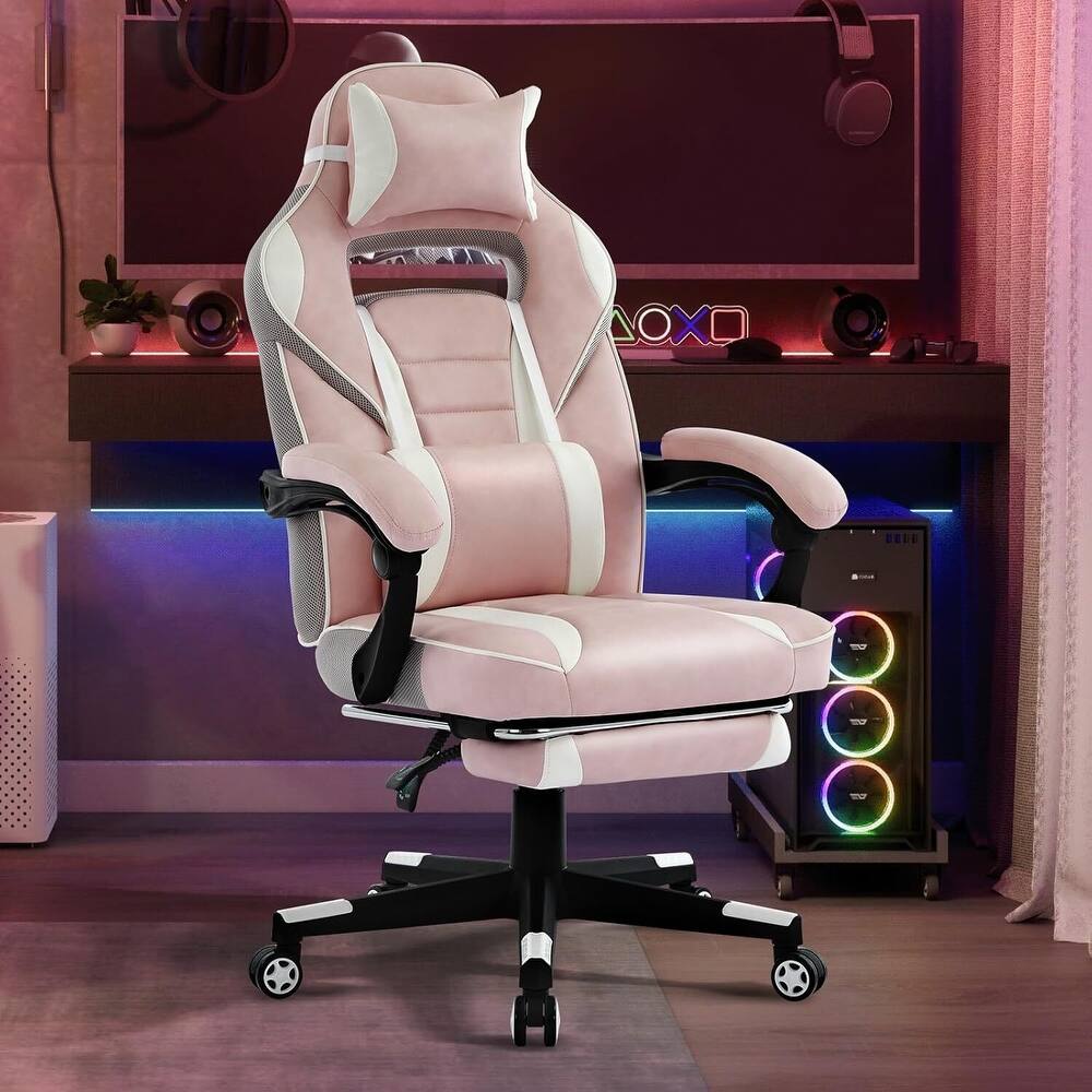 Office Gaming Chair with Footrest Adjustable Headrest for Gaming Working Relaxing