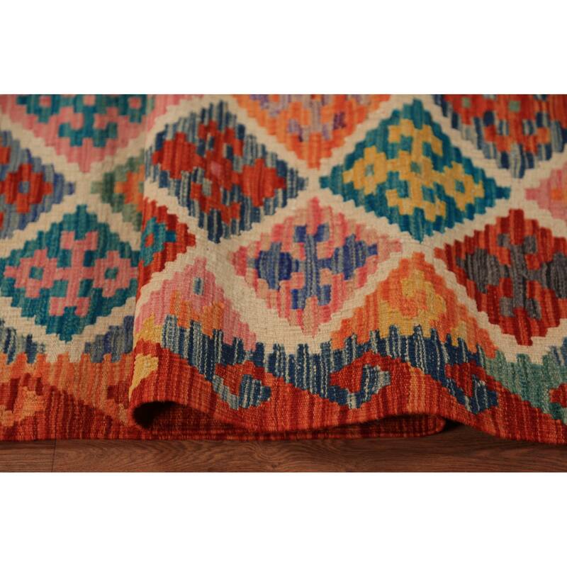 Reversible Kilim Oriental Area Rug Flatweave Wool Carpet - 7'11" x 9'8"