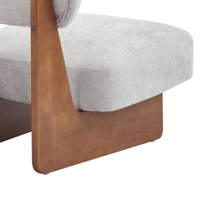 Design-inspired Polyester Upholstery Accent Lounge Chair with Wood Base,Set of 2
