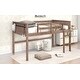 preview thumbnail 4 of 6, Natural Solid Pine Wood Loft Bed with Hanging Clothes Racks and Full-Length Guardrail