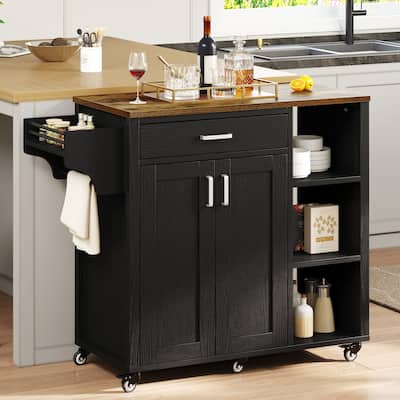 Moasis Rolling Kitchen Island Cart Storage Cabinet on Wheels