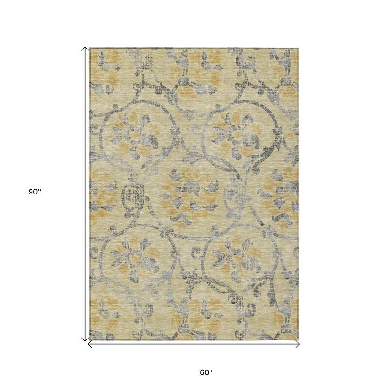 HomeRoots Floral Traditional Rectangle Outdoor Rug
