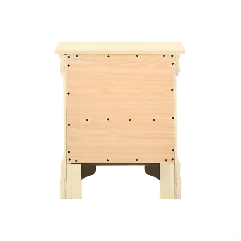 Classic Beige Nightstand with Two Drawers