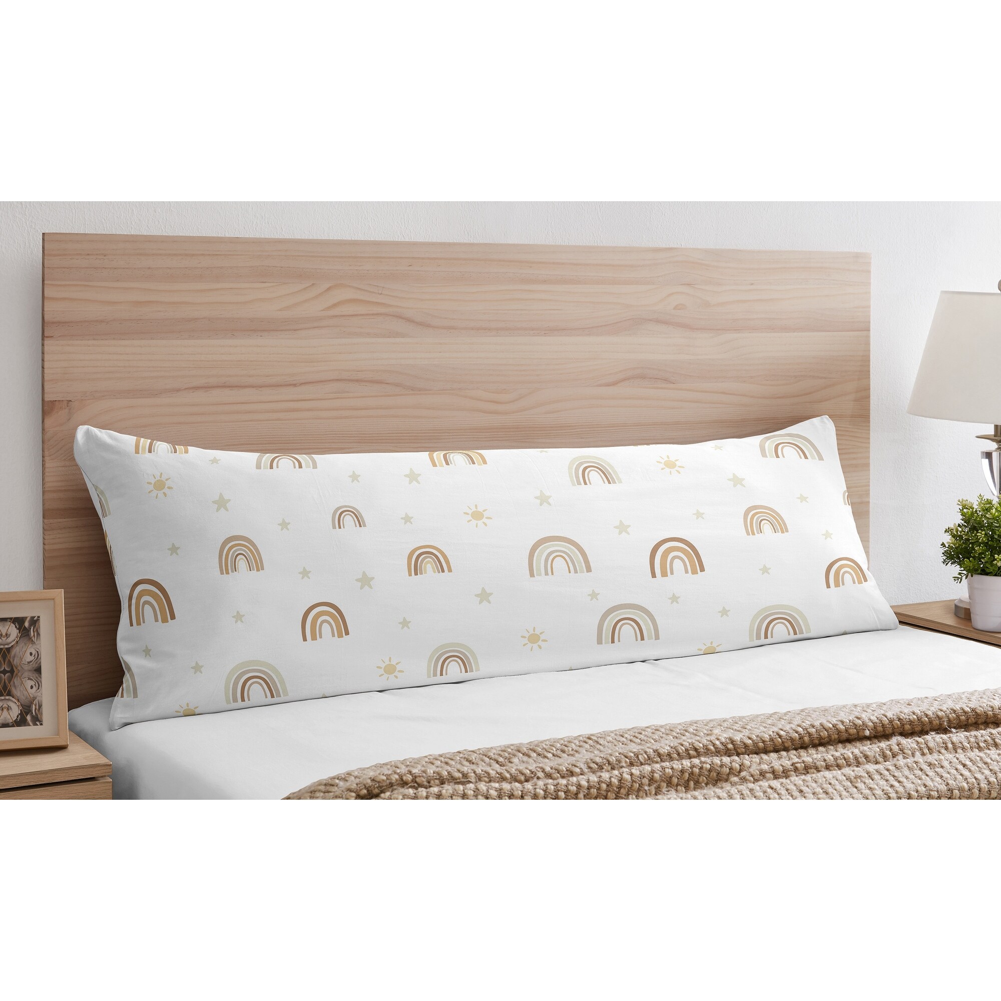 Neutral Boho Rainbow Body Pillow Case Pillow Not Included Mustard