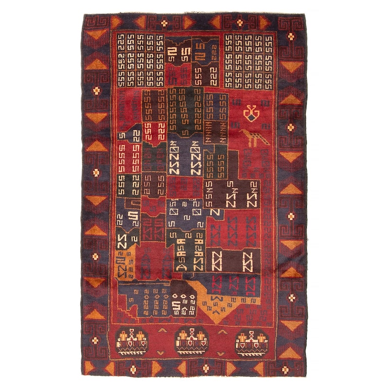 ECARPETGALLERY Hand-knotted Teimani Red Wool Rug - 3'10 x 6'2 - Red - 3'10 x 6'2