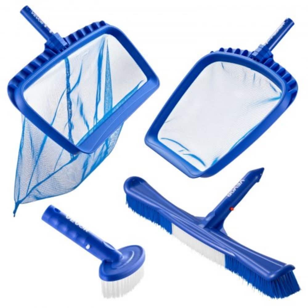 Complete 4-in-1 Pool Maintenance Kit with Dual Skimmer Nets and Long Short Brush Heads - 15.35 x 20.47 x 1.73 in