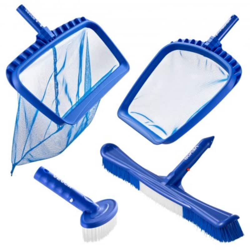 Complete 4-in-1 Pool Maintenance Kit with Dual Skimmer Nets and Long Short Brush Heads - 15.35 x 20.47 x 1.73 in