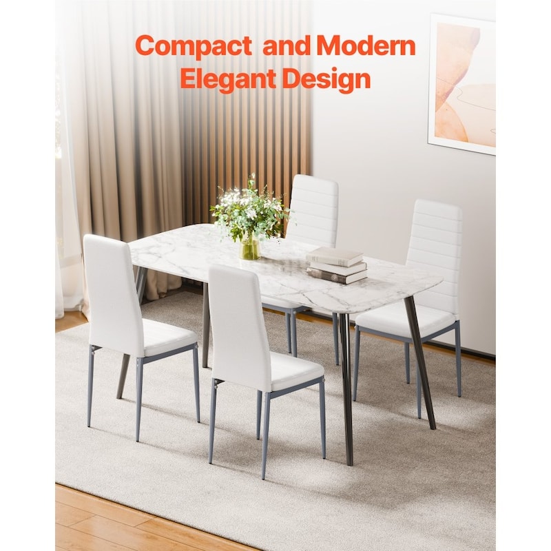 Metal PVC Leather Dining Chair Set Ergonomic Modern Seat