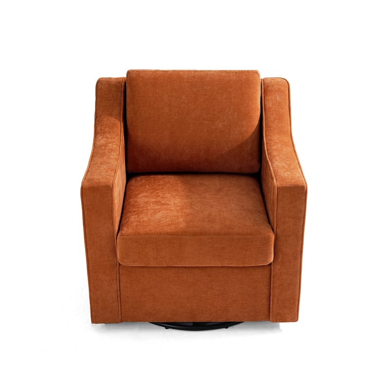 UIXE Chenille/Leather Swivel Barrel Chair Accent Chairs For Living Room