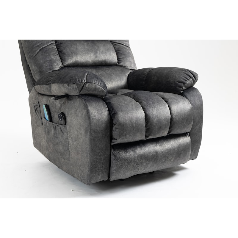 Power Lift Recliner Chair with Massage & Heat, Velvet Upholstered Electric Recliner, Lounge Sofa Chair with Side Pockets