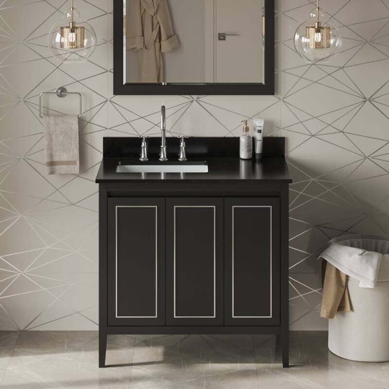 Jeffrey Alexander VKITPER36R-GRANITE Percival II 36" Free Standing - Black / Black - Anthracite Finish