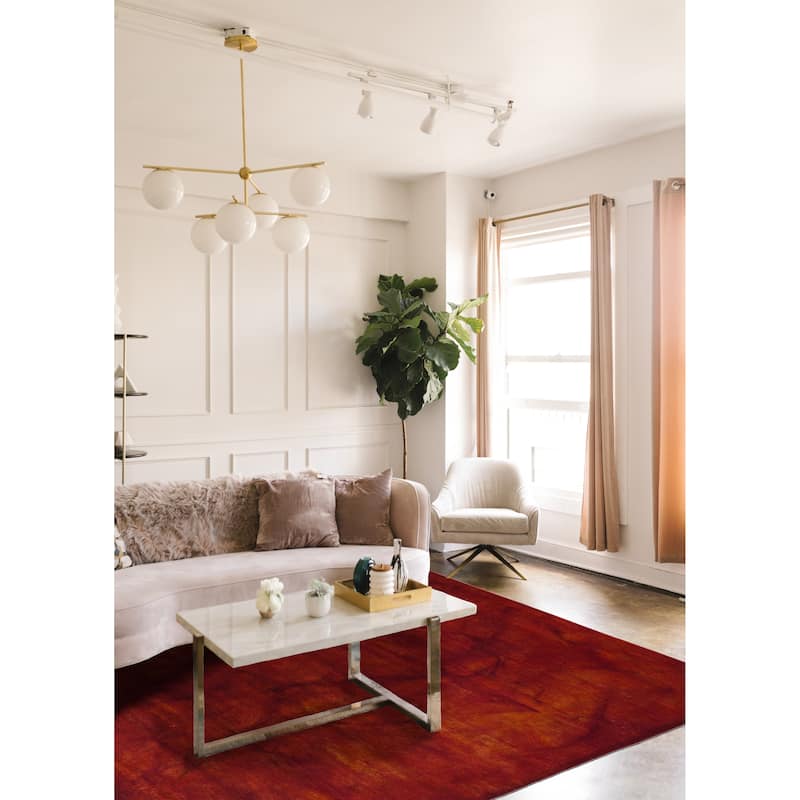 ECARPETGALLERY Hand-knotted Color Transition Red Wool Rug - 6'0 x 9'0