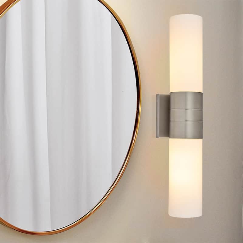 2 Light Bathroom Vanity Lighting with White Glass