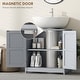preview thumbnail 15 of 32, HOMCOM Pedestal Sink Storage Cabinet, Farmhouse Freestanding Bathroom Sink Cabinet with 2 Barn Doors and Adjustable Shelf, White