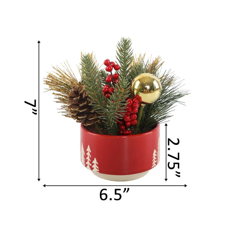 XMAS MIX IN 4.25" Ceramic Reverse Tree Pot, SM