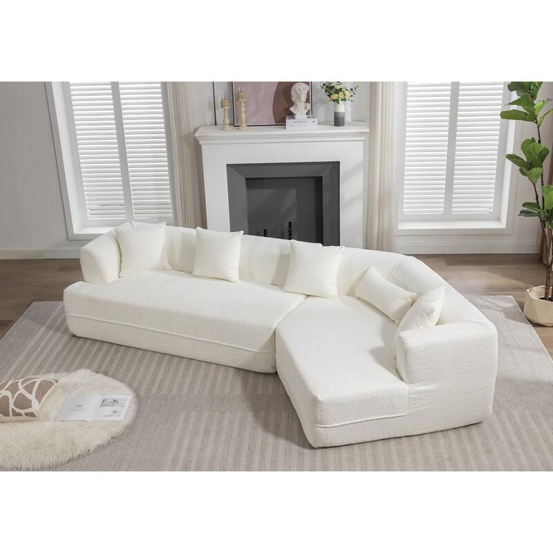 New And Upgraded Extended Edition Modular Sofa, Creamy-White Boucle, Free Combination
