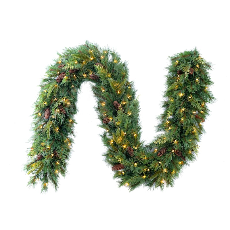 9-ft. Mixed Mountain Cypress Garland w/ Incandescent Plug-in - 9'