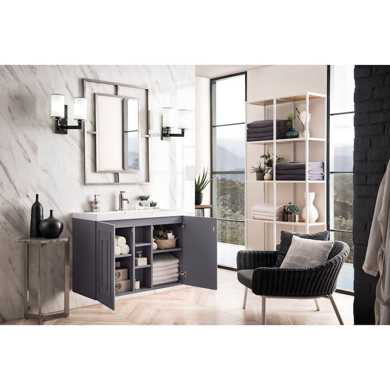 James Martin Vanities Alicante 39.5" Single Vanity Cabinet, w/ White Glossy Composite Stone Top