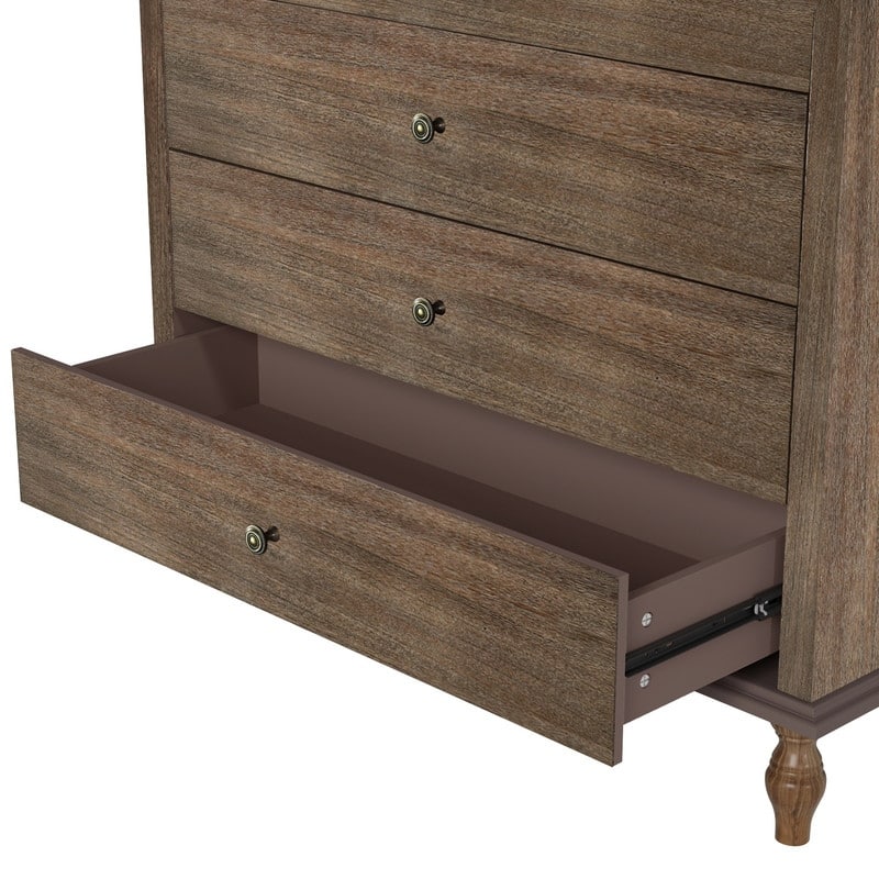 Antique Style 4-Drawer Wood Dresser