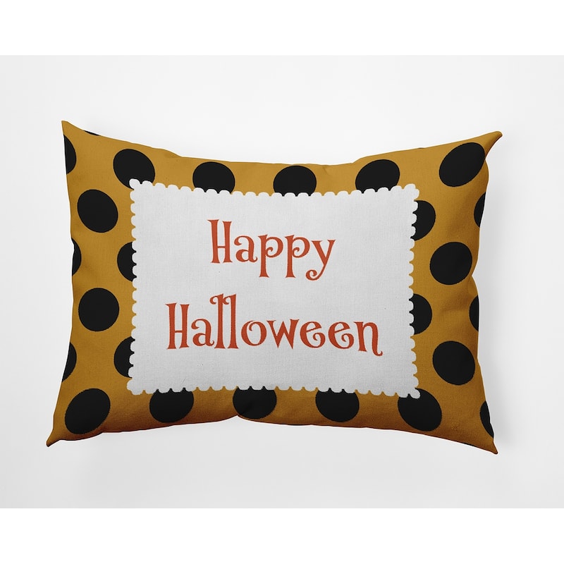 Halloween Happy Halloween Dots Indoor/Outdoor Throw Pillow - 14" x 20" - Golden Mustard