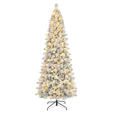 Puleo International 9 ft. Pre-lit Flocked Alberta Spruce Tree