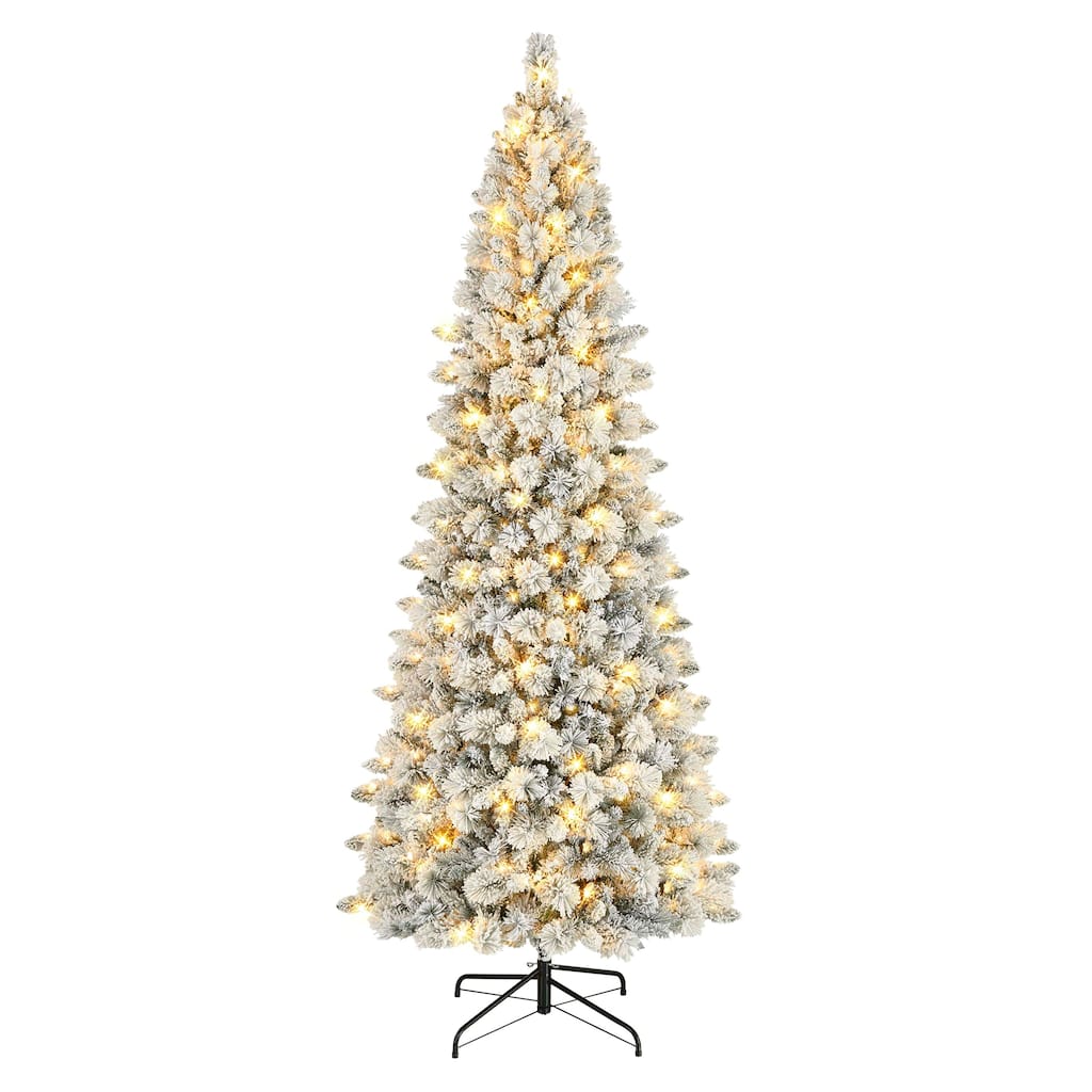 Puleo International 9 ft. Pre-lit Flocked Alberta Spruce Tree
