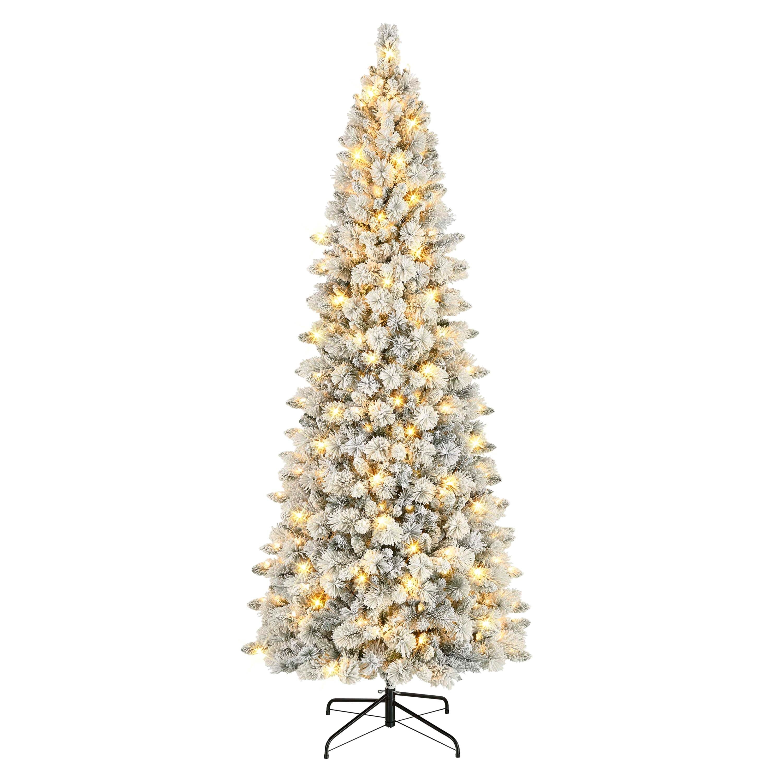Puleo International 9 ft. Pre-lit Flocked Alberta Spruce Tree