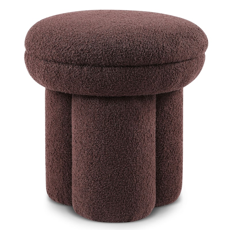 24/7 Shop At Home Modern Boucle Upholstered Ottoman with Tri-Pillar Pedestal - Brown