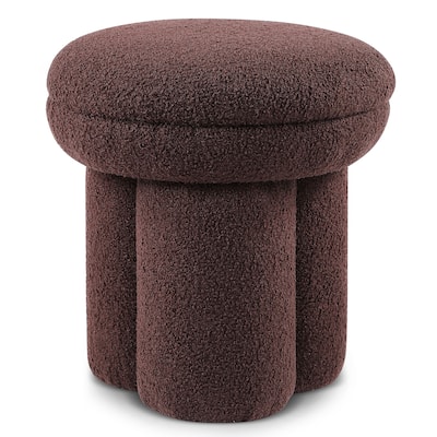 24/7 Shop At Home Modern Boucle Upholstered Ottoman with Tri-Pillar Pedestal