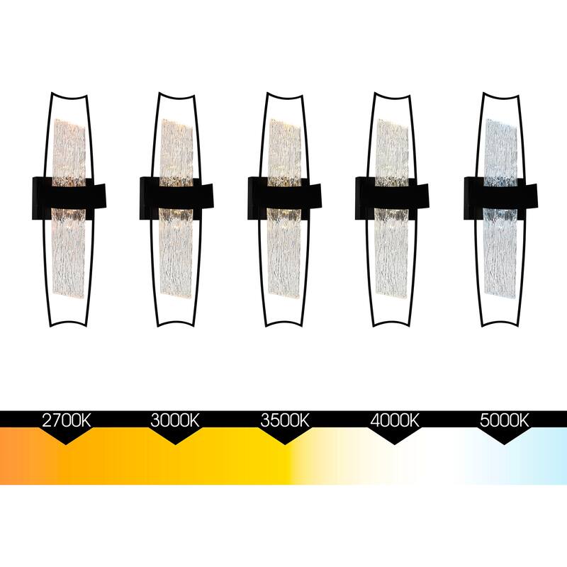 Guadiana Integrated LED 8in Black Wall Light with Handcrafted Glass