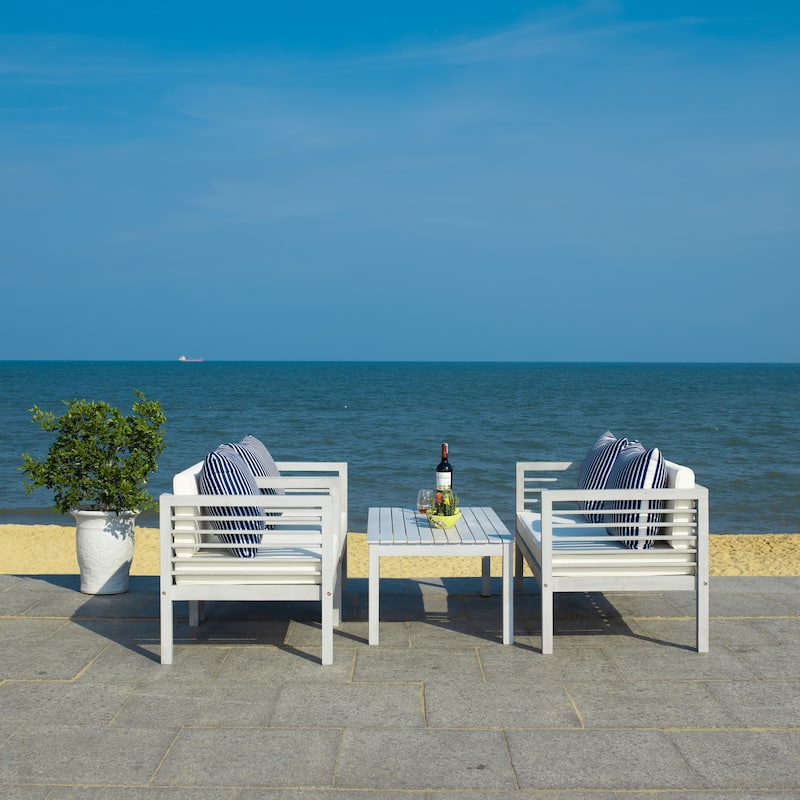 SAFAVIEH Outdoor Yoselin 4-Piece Set with Accent Pillow - 51W x 26D x 26H