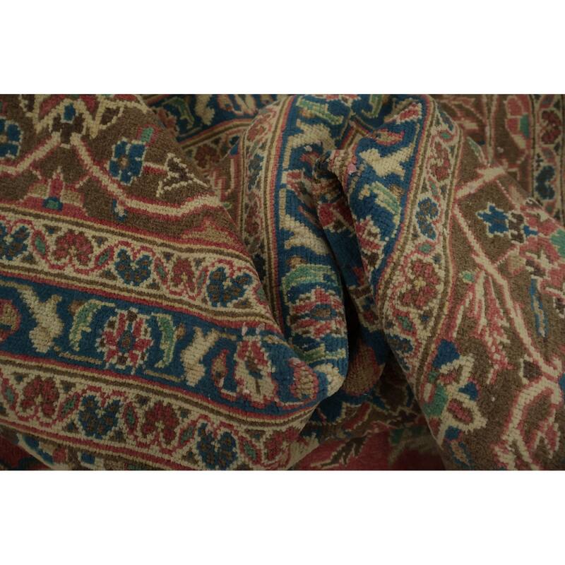 Hand Knotted Oriental 100% Wool Carpet Traditional Floral Pink Kashan Area Rug - 13' 1'' X 9' 9''